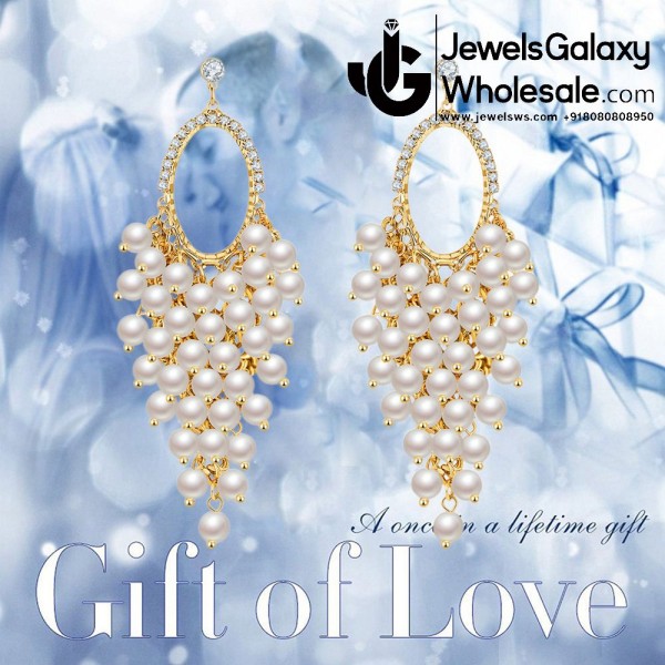 White Pearl Drop Earrings 2397