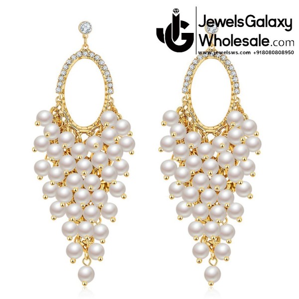 White Pearl Drop Earrings 2397