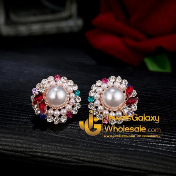 Rose Gold Plated Multicolour Crystal Clip-on Earrings