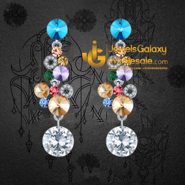 Platinum Plated Multicolour Crystal Drop Earrings