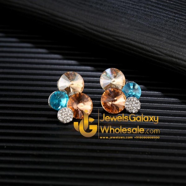 Platinum Plated Multicolour Crystal Clip-on Earrings