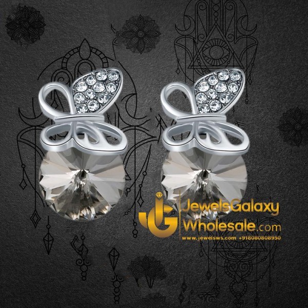 Platinum Plated Black Crystal Clip-On Earrings