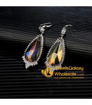 Platinum Plated Crystal Drop Earrings