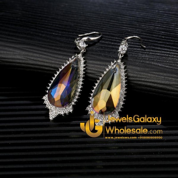 Platinum Plated Crystal Drop Earrings