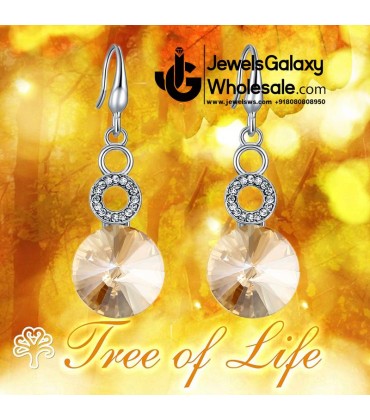 Platinum Plated Yellow Crystal AD Drop Earrings