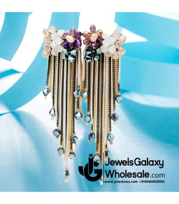 Gold Plated Multicolour Contemporary Tassel Earrings