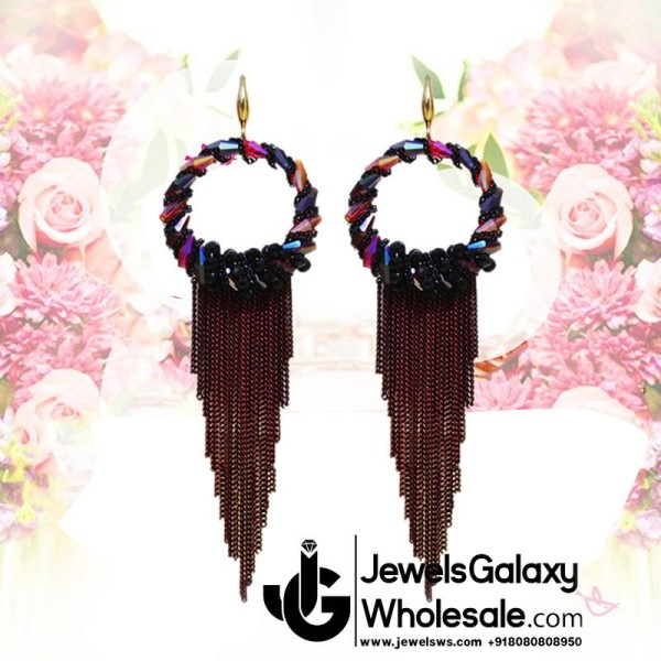 Gold Plated Multicolour Contemporary Tassel Earrings