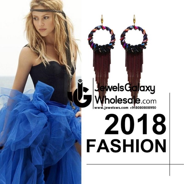 Gold Plated Multicolour Contemporary Tassel Earrings