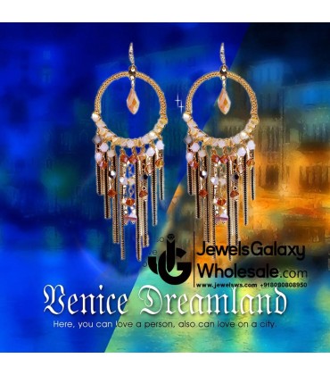 Gold Plated Multicolour Contemporary Tassel Earrings