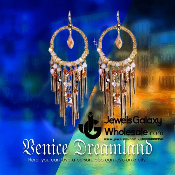 Gold Plated Multicolour Contemporary Tassel Earrings