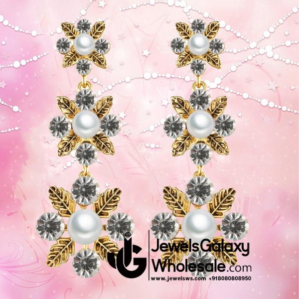 Gold Plated Multicolour Pearl Drop Earrings