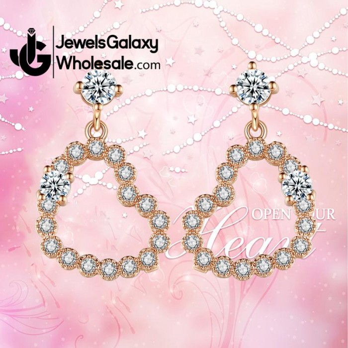 Rose Gold Plated American Diamond Drop Earrings