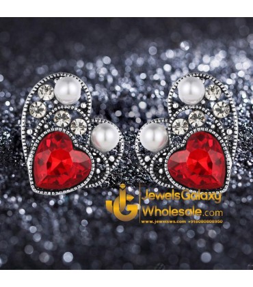 Platinum Plated Crystal Elements Heart shaped Earrings