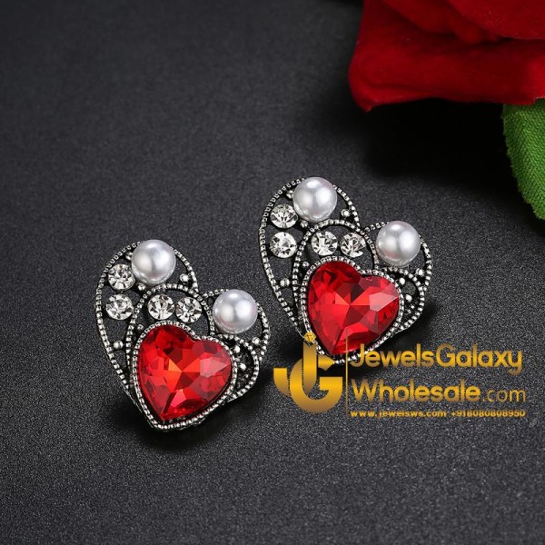 Platinum Plated Crystal Elements Heart shaped Earrings