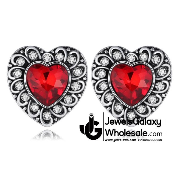 Platinum Plated Crystal Elements Heart Shaped Earrings