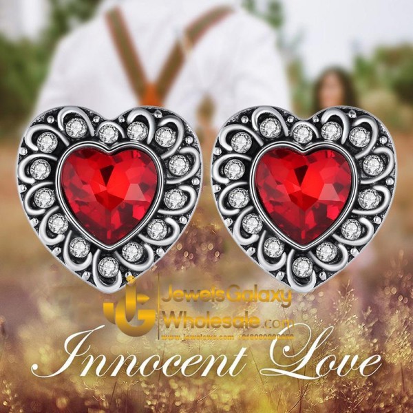 Platinum Plated Crystal Elements Heart Shaped Earrings