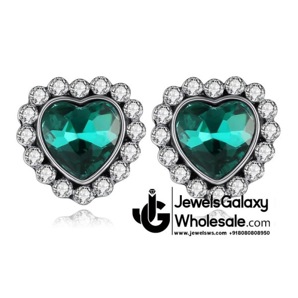 Platinum Plated Crystal Elements Heart Shaped Earrings