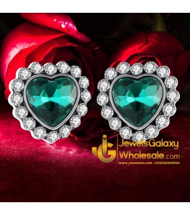 Platinum Plated Crystal Elements Heart Shaped Earrings