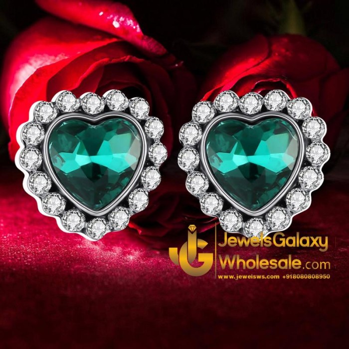 Platinum Plated Crystal Elements Heart Shaped Earrings