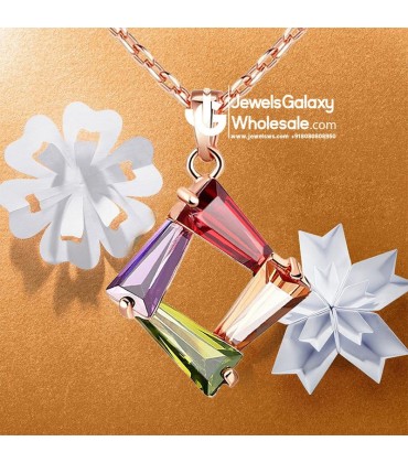 Rose Gold Plated Multicolor Cubic Zirconia Pendant