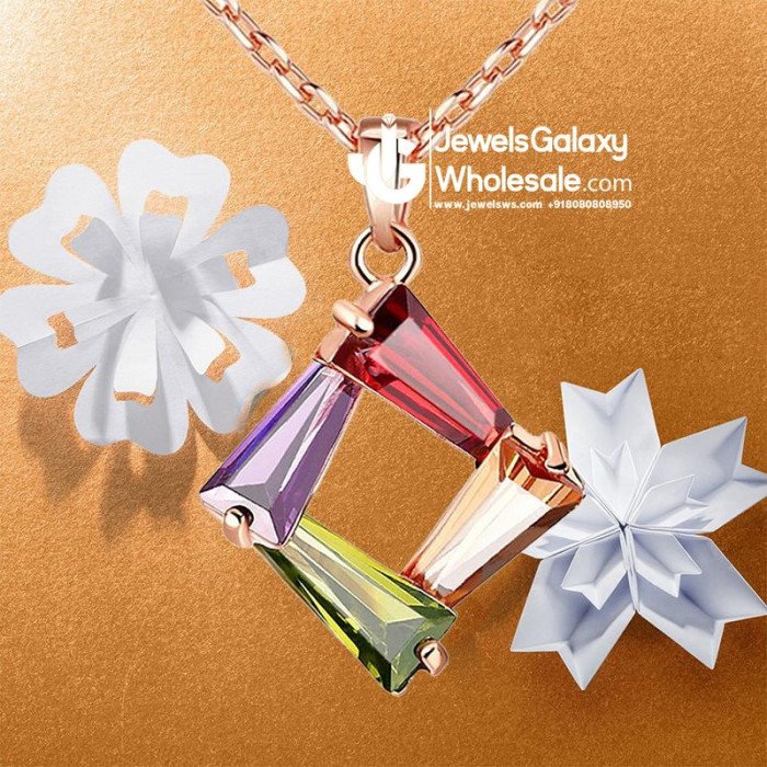 Rose Gold Plated Multicolor Cubic Zirconia Pendant