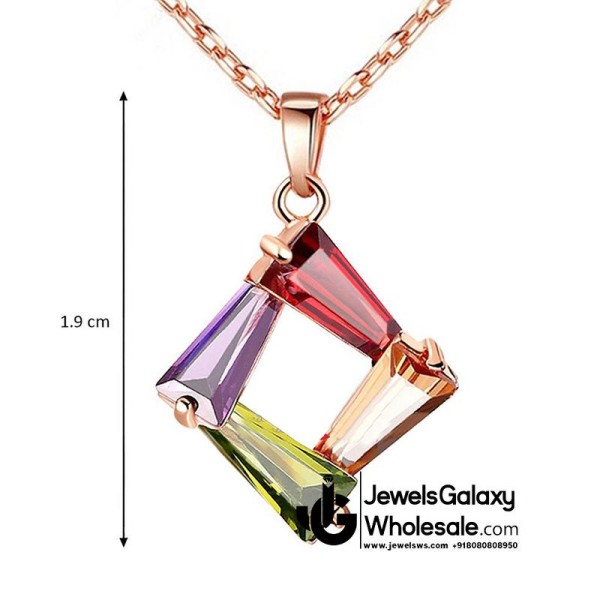 Rose Gold Plated Multicolor Cubic Zirconia Pendant