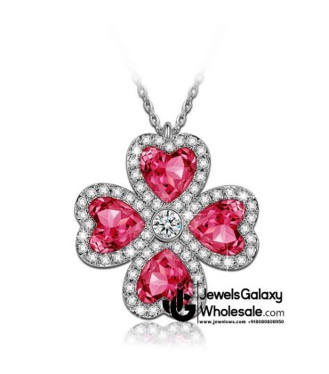 Platinum Plated Crystal Elements Pink Pendant