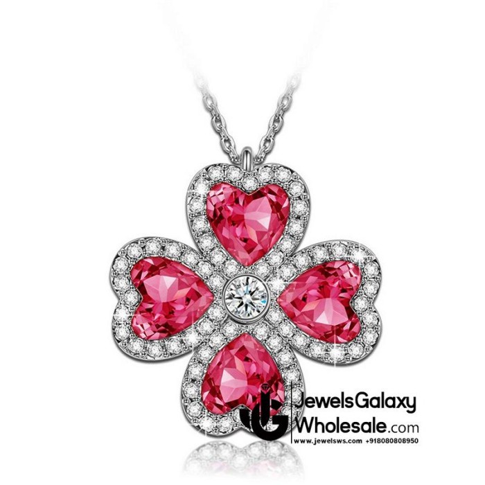 Platinum Plated Crystal Elements Pink Pendant