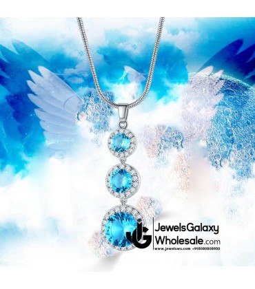 Platinum Plated Crystal Elements Sky Blue Pendant