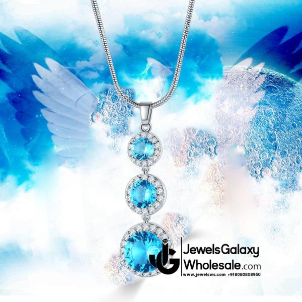 Platinum Plated Crystal Elements Sky Blue Pendant