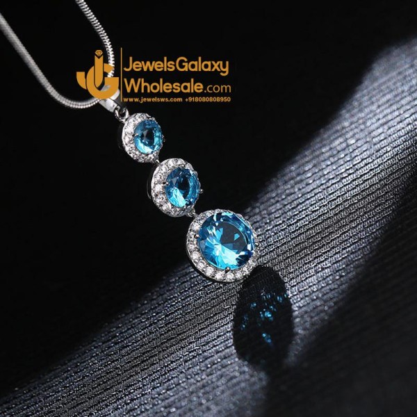 Platinum Plated Crystal Elements Sky Blue Pendant