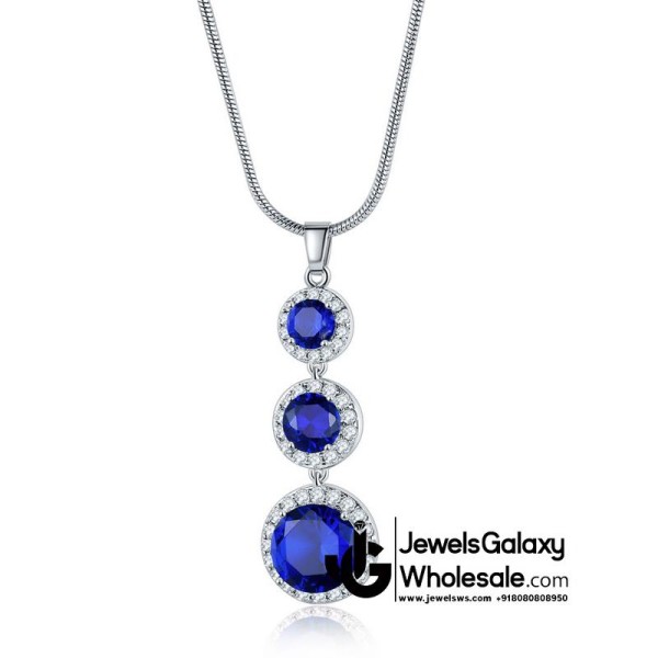 Platinum Plated Crystal Elements Navy Blue Pendant