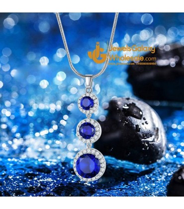 Platinum Plated Crystal Elements Navy Blue Pendant