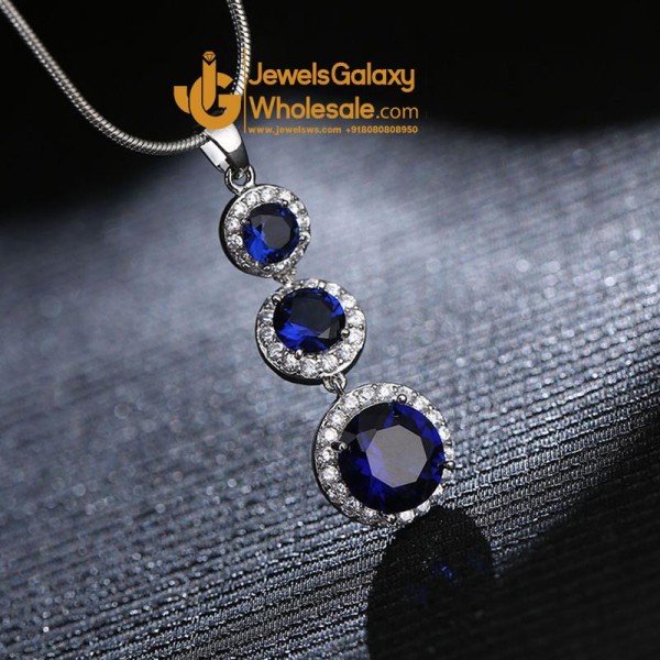 Platinum Plated Crystal Elements Navy Blue Pendant