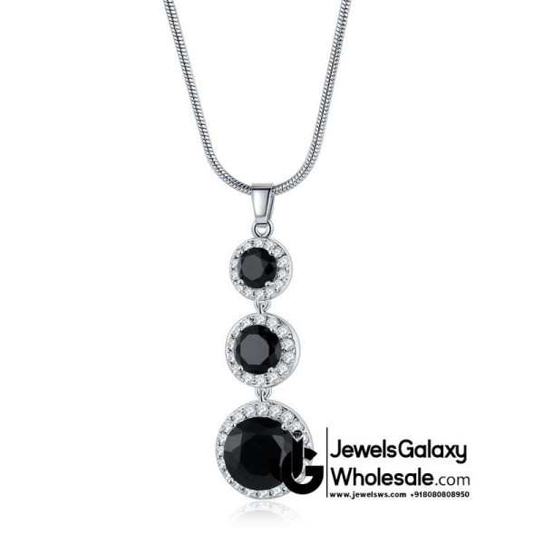 Platinum Plated Crystal Elements Black Pendant