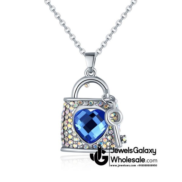 Silver Plated Blue Heart Pendant