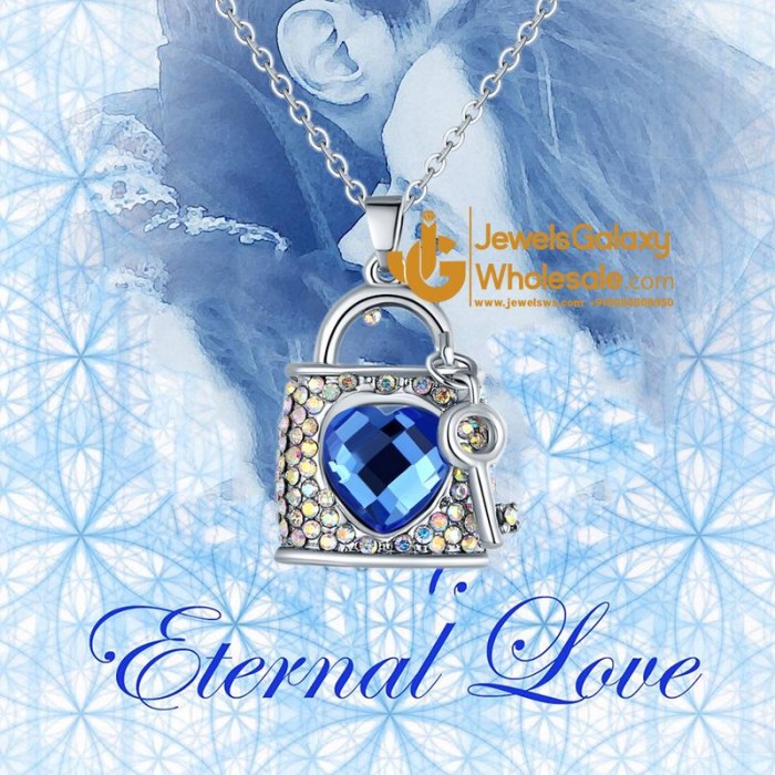 Silver Plated Blue Heart Pendant