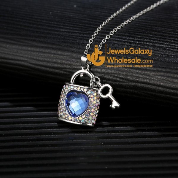 Silver Plated Blue Heart Pendant
