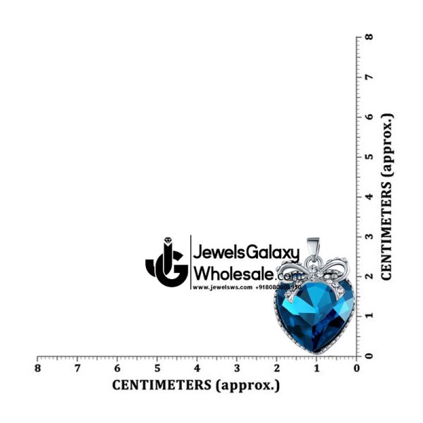 Rhodium Plated Blue Crystal Pendant