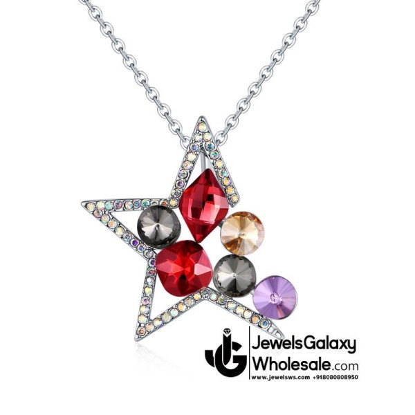 Platinum Plated Multicolor Star Shaped Pendant