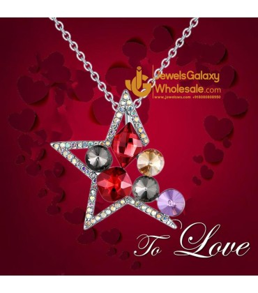 Platinum Plated Multicolor Star Shaped Pendant