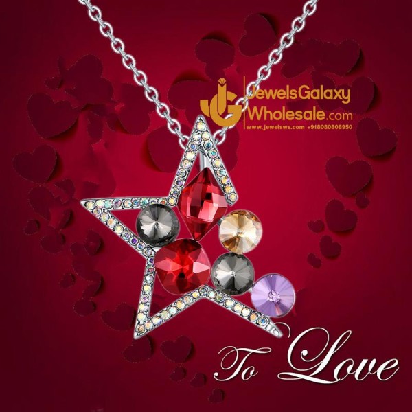 Platinum Plated Multicolor Star Shaped Pendant