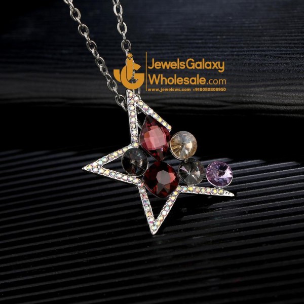 Platinum Plated Multicolor Star Shaped Pendant