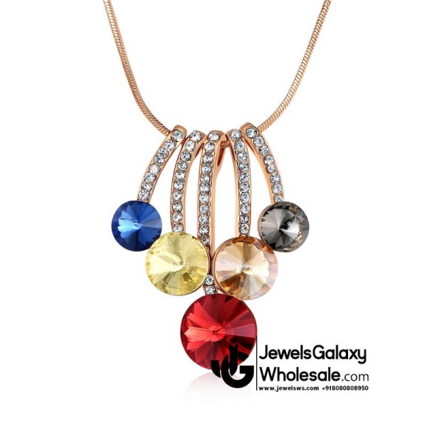 Rose Gold Plated Multicolor Cubic Zirconia Pendant