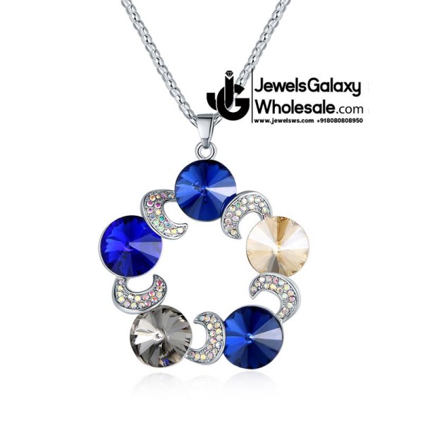 Platinum Plated Multicolor Crystal Pendant