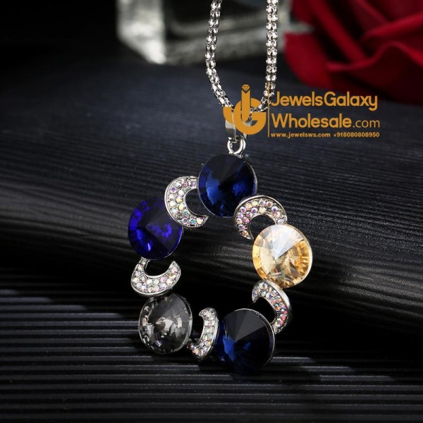 Platinum Plated Multicolor Crystal Pendant