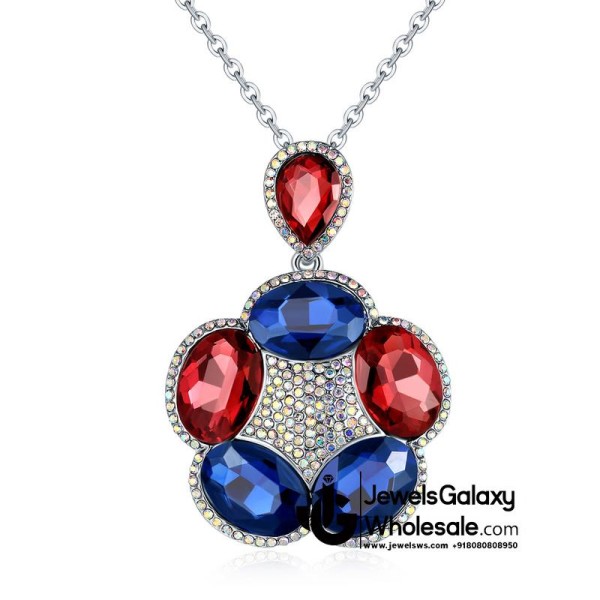 Platinum Plated Multicolor Crystal Pendant