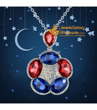 Platinum Plated Multicolor Crystal Pendant
