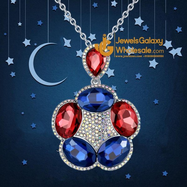 Platinum Plated Multicolor Crystal Pendant