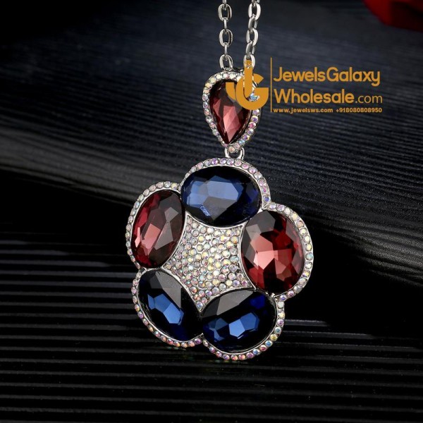 Platinum Plated Multicolor Crystal Pendant